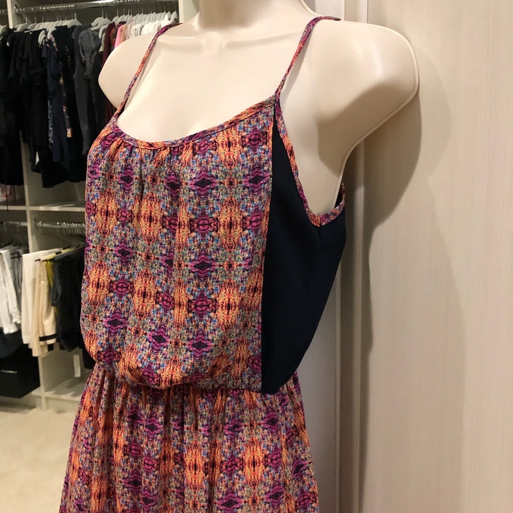 Soprano maxi dress, orange/navy color. Size small.